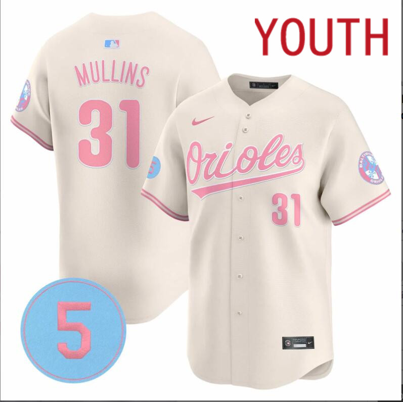 Youth  Baltimore Orioles  #31 Mullins cream 2024 Nike MLB jersey
